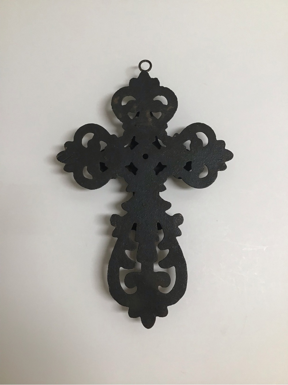 Cast Iron Double Cross Ornate Religious Primitive Rustic Heavy Wall or Garden - Picture 4 of 16